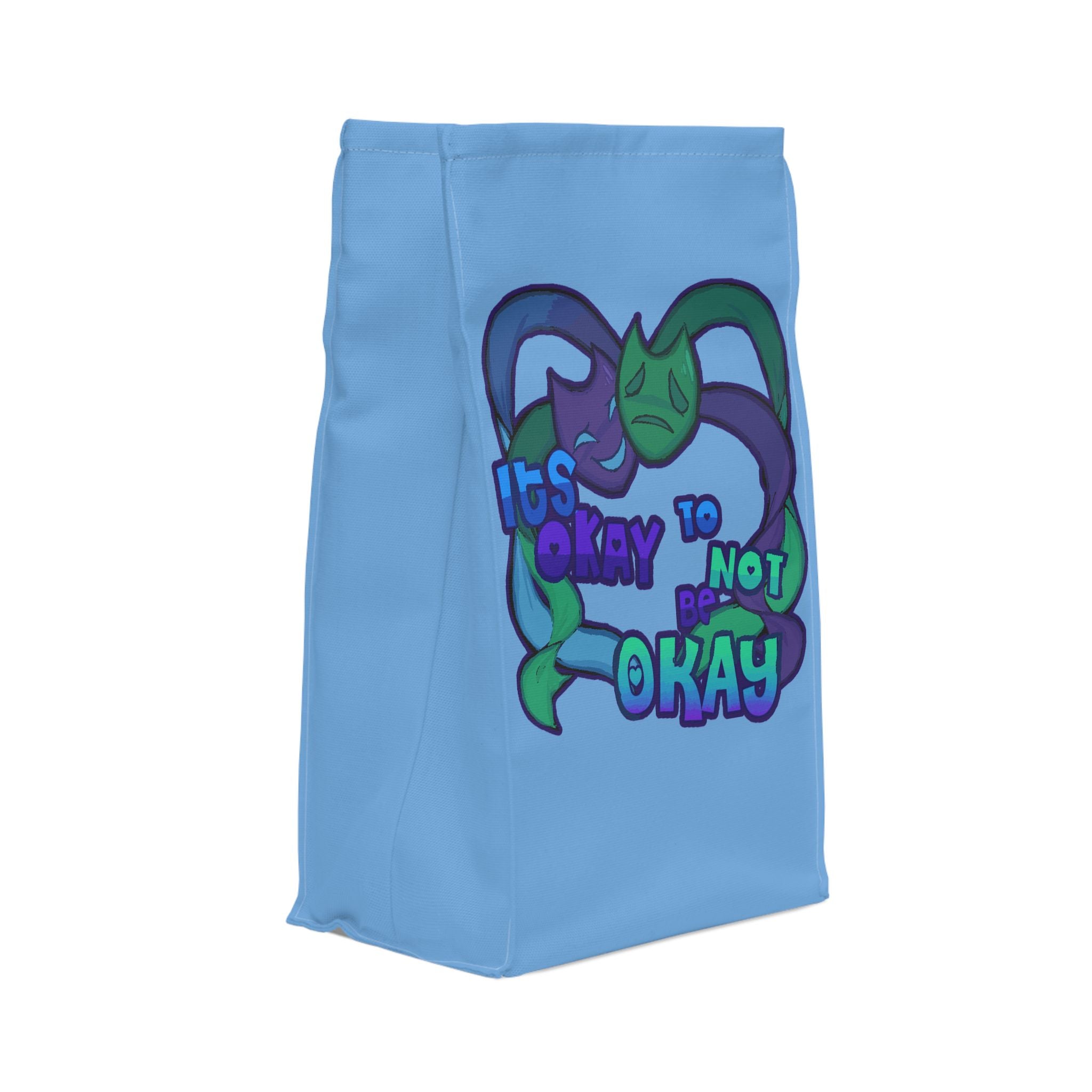 Polyester Lunch Bag, "It's Okay to Not Be Okay", Motivational, Reusable Tote, Positive Affirmation Carrier