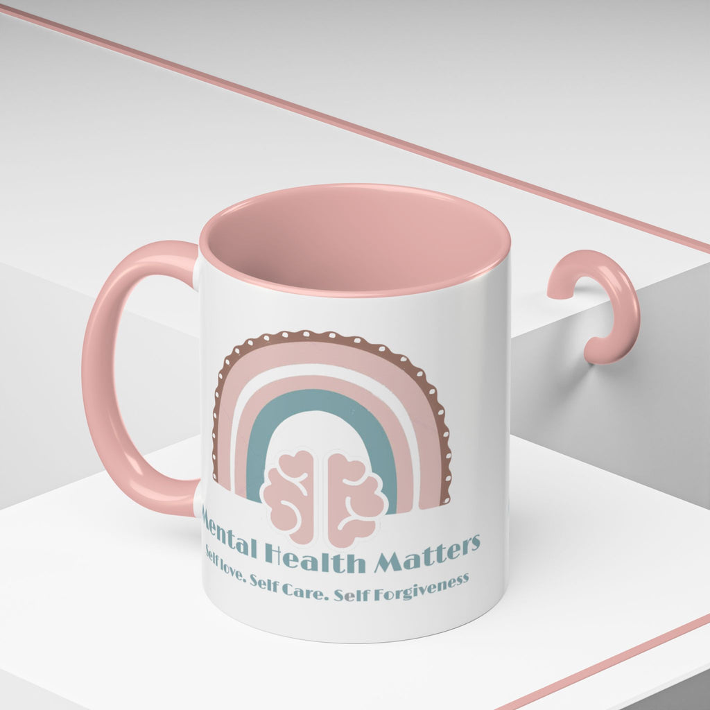 Mental Health Matters V2. Coffee Mug - Self Care, Inspirational Gift, Rainbow Design, Tea Lover's Accessory, Wellness Reminder