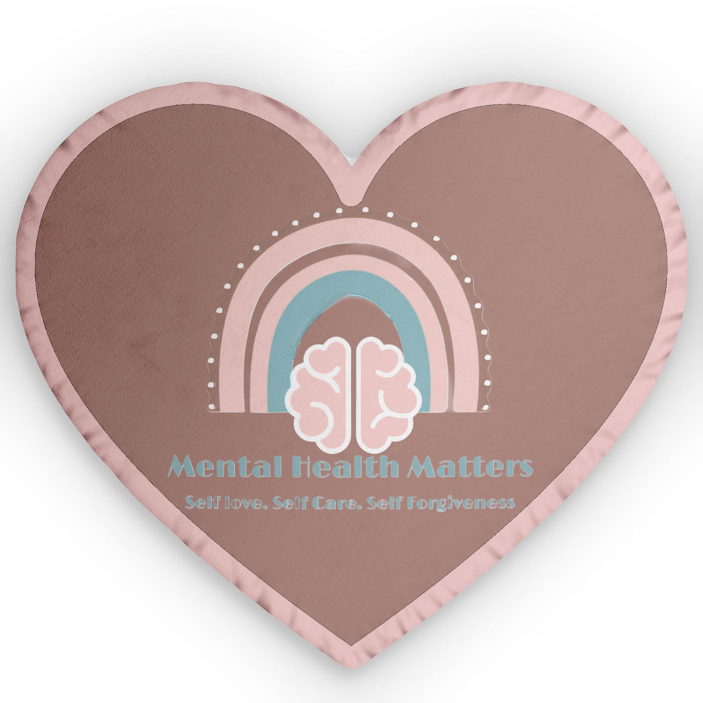 Mental Health Matters V2. Heart Shaped Pillow, Custom Shaped Pillow for Mental Health Awareness, Cozy Home Decor, Thoughtful Gift for Self-Care, Unique Bedroom Accent