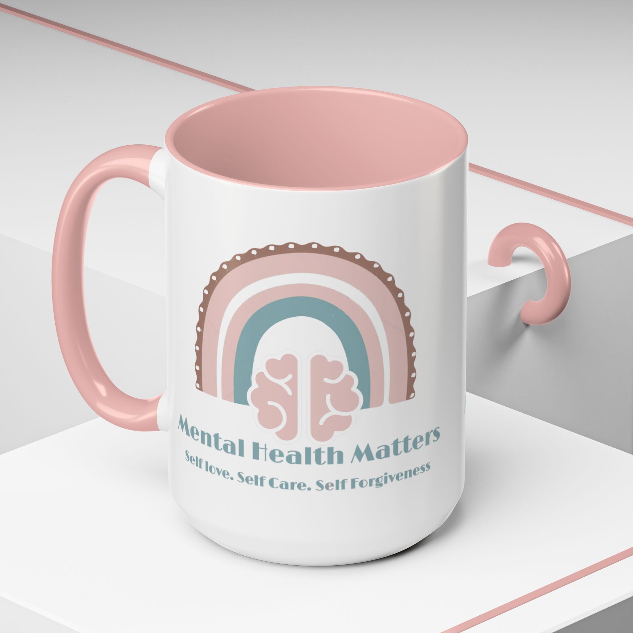 Mental Health Matters V2. Coffee Mug - Self Care, Inspirational Gift, Rainbow Design, Tea Lover's Accessory, Wellness Reminder