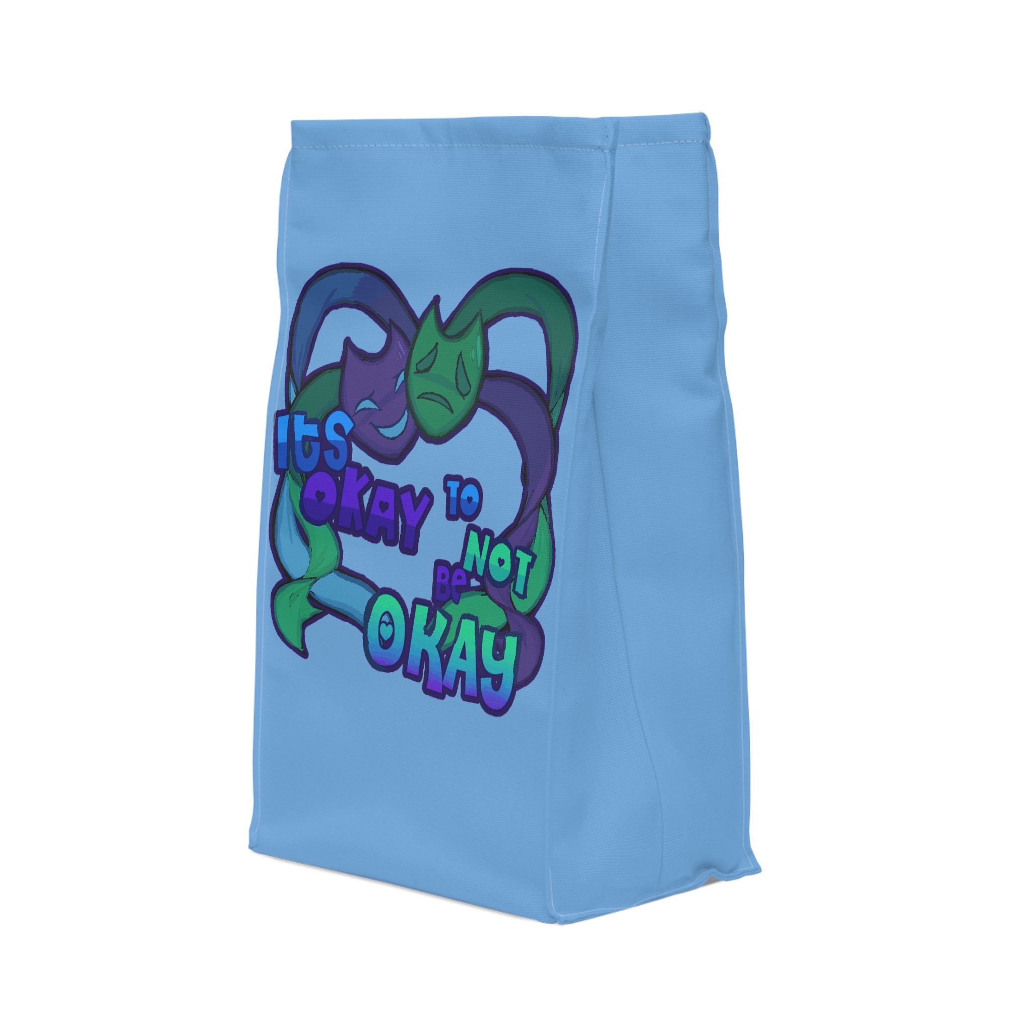 Polyester Lunch Bag, "It's Okay to Not Be Okay", Motivational, Reusable Tote, Positive Affirmation Carrier