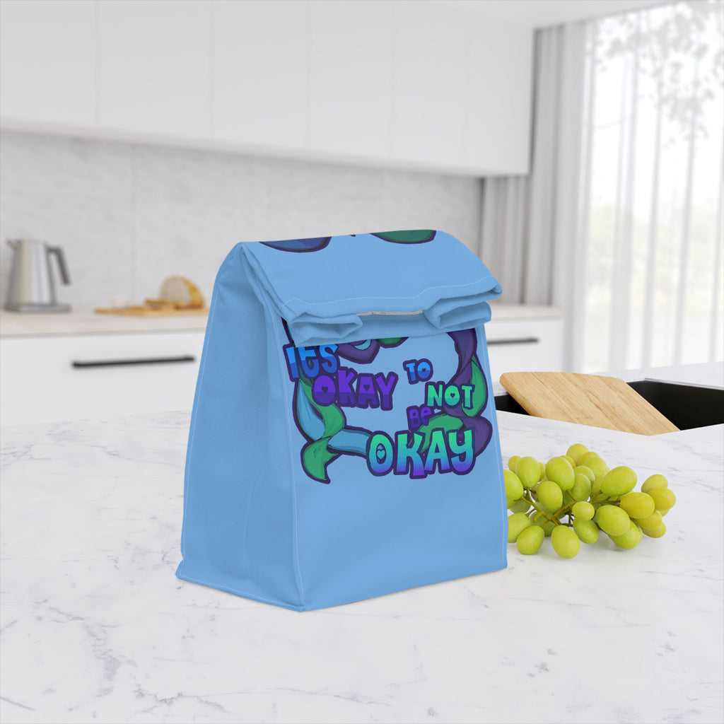 Polyester Lunch Bag, "It's Okay to Not Be Okay", Motivational, Reusable Tote, Positive Affirmation Carrier