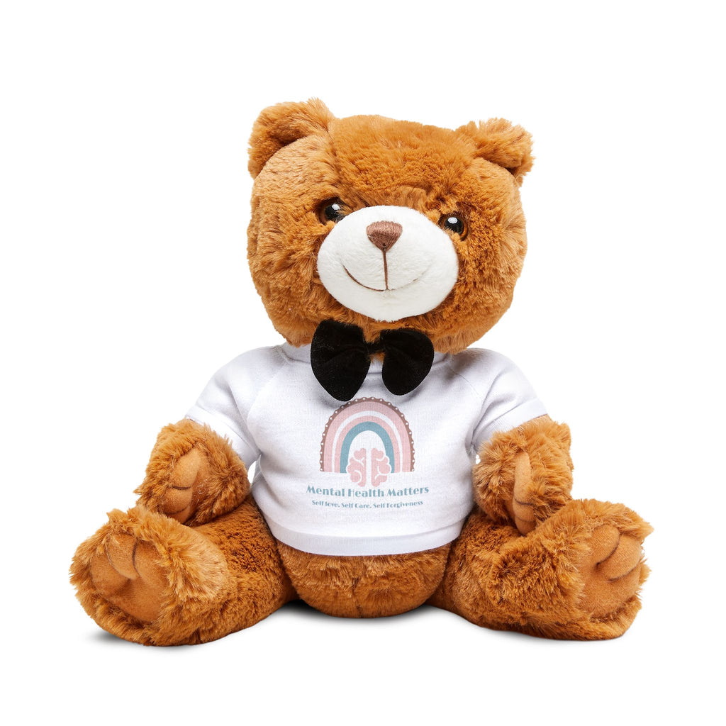 Adorable Mental Health Matters (v2) Teddy Bear with T-Shirt | Gifts for Kids, Comfort Toys, Birthday Presents, Home Decor, Cute Collectibles