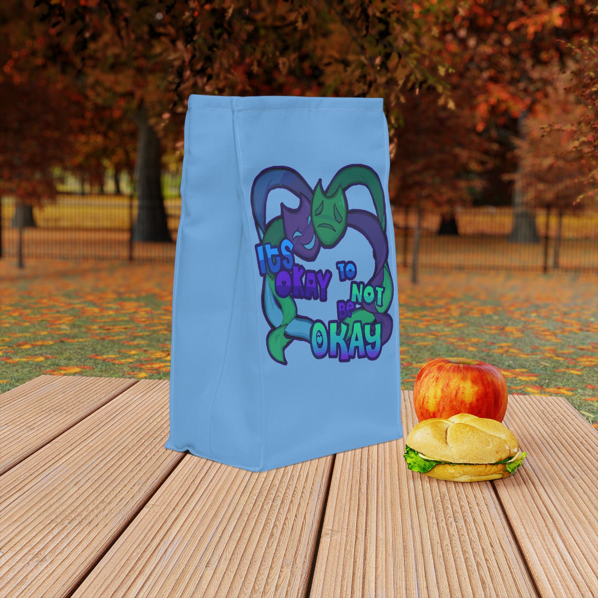 Polyester Lunch Bag, "It's Okay to Not Be Okay", Motivational, Reusable Tote, Positive Affirmation Carrier