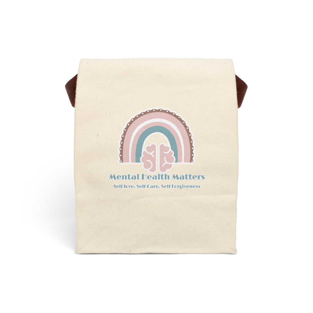 Mental Health Matters Canvas Lunch Bag, Eco-Friendly Tote, Self-Care Gift, Wellness Promotion, Lunch Bag with Strap