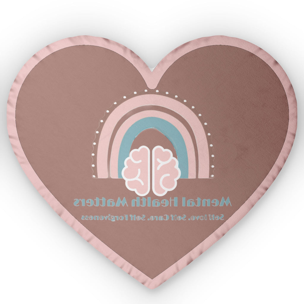 Mental Health Matters V2. Heart Shaped Pillow, Custom Shaped Pillow for Mental Health Awareness, Cozy Home Decor, Thoughtful Gift for Self-Care, Unique Bedroom Accent