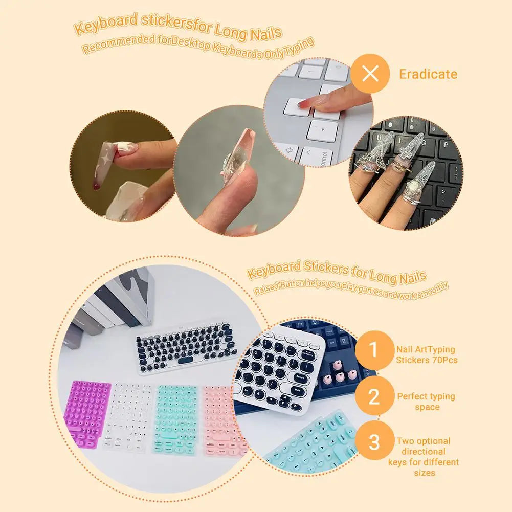 Silicone Laptop Keyboard Film Long Nails Convenient Artifact Typing Available On Nails Key Protects Caps Manicure Press K7N0