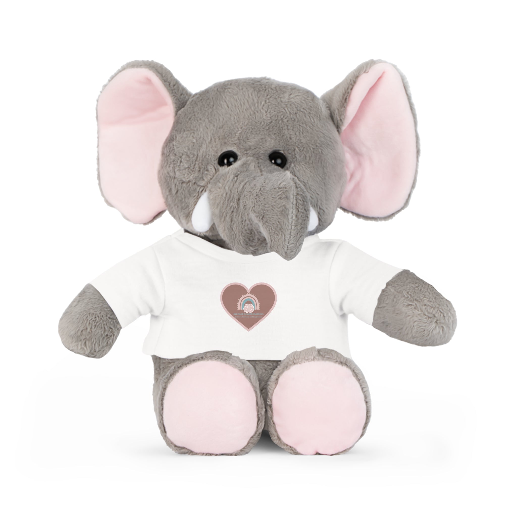 Adorable Elephant Plush Toy with Cute T-Shirt, Gift for Kids, Soft Toy, Nursery Decor, Baby Shower Present, Stuffed Animal with Heart