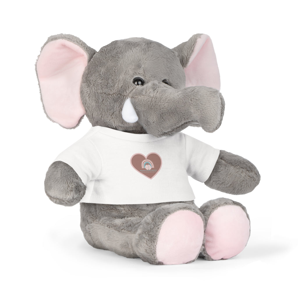 Adorable Elephant Plush Toy with Cute T-Shirt, Gift for Kids, Soft Toy, Nursery Decor, Baby Shower Present, Stuffed Animal with Heart
