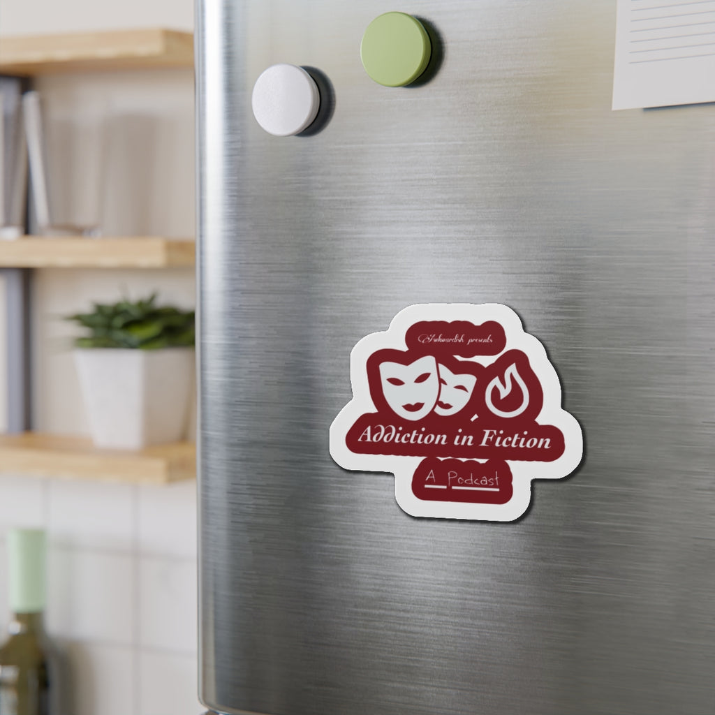 Addiction in Fiction Die-Cut Magnet, Creative Kitchen Decor, Podcast Merchandise, Fun Gift for Readers, Literary Gifts