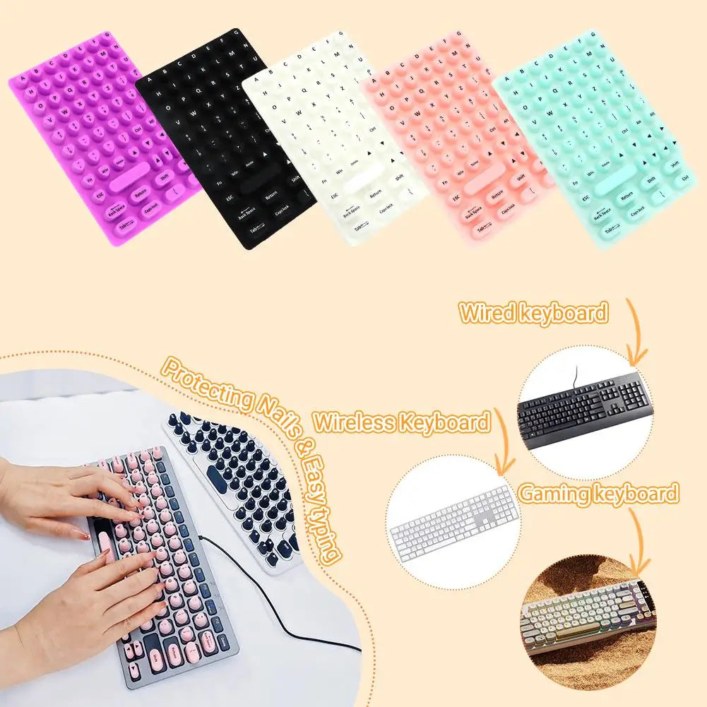 Silicone Laptop Keyboard Film Long Nails Convenient Artifact Typing Available On Nails Key Protects Caps Manicure Press K7N0