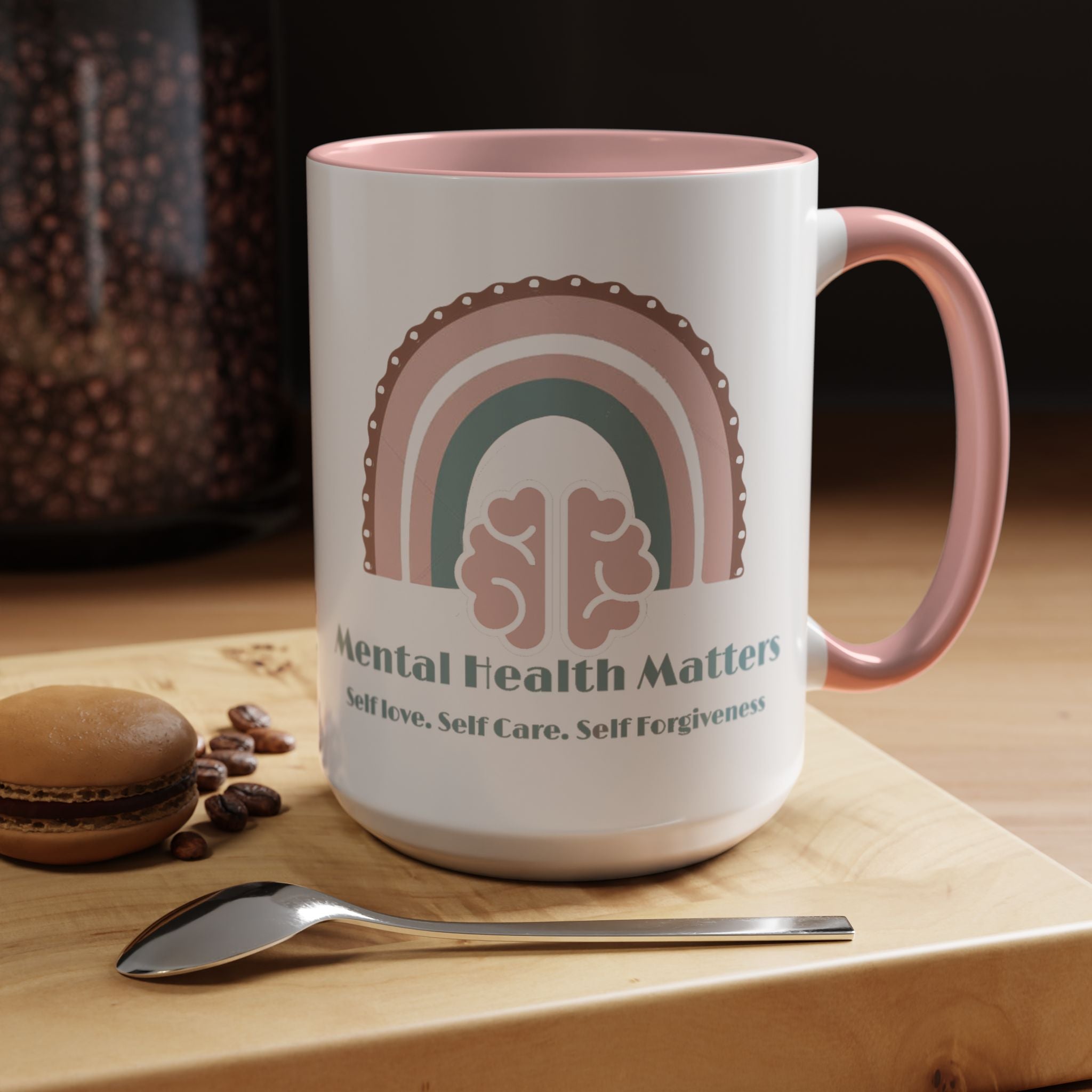 Mental Health Matters V2. Coffee Mug - Self Care, Inspirational Gift, Rainbow Design, Tea Lover's Accessory, Wellness Reminder