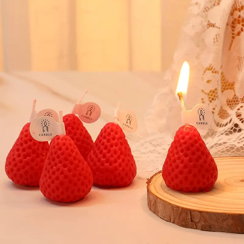 Cute Strawberry Decorative Candles for Parties and Gifts