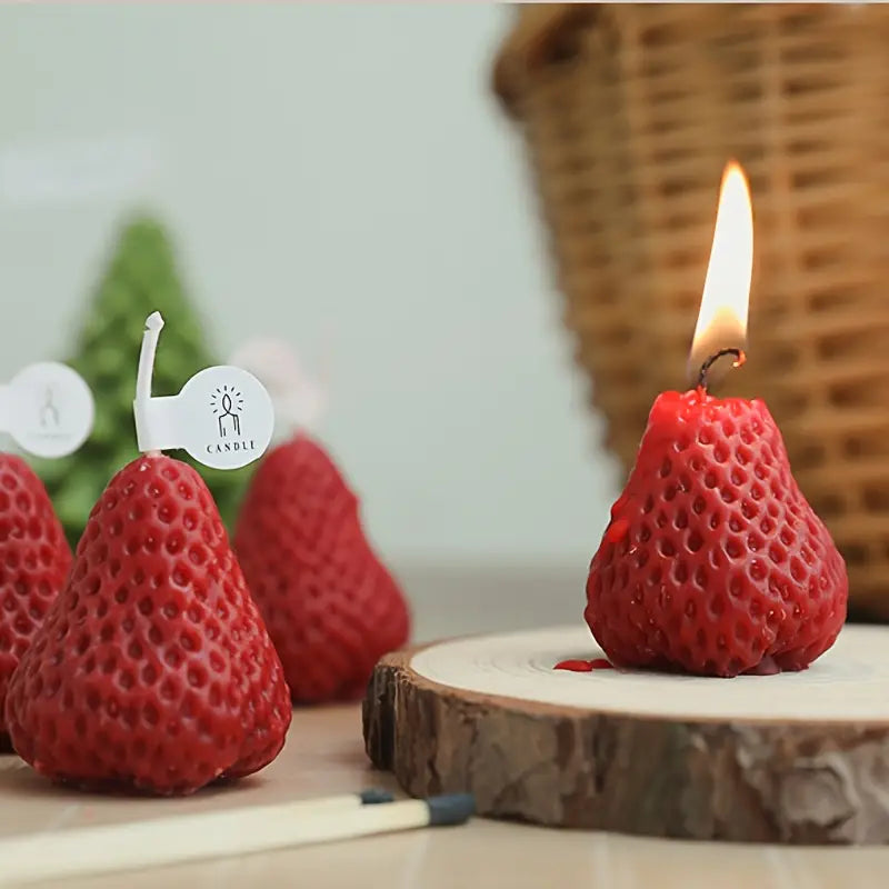 Cute Strawberry Decorative Candles for Parties and Gifts