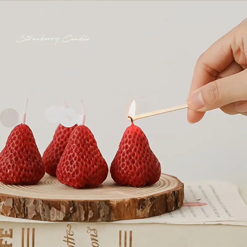 Cute Strawberry Decorative Candles for Parties and Gifts