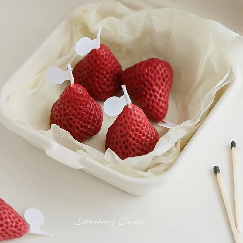 Cute Strawberry Decorative Candles for Parties and Gifts