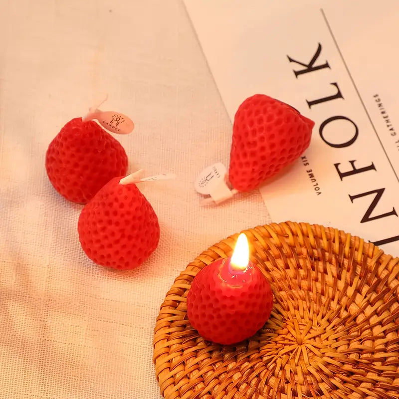 Cute Strawberry Decorative Candles for Parties and Gifts