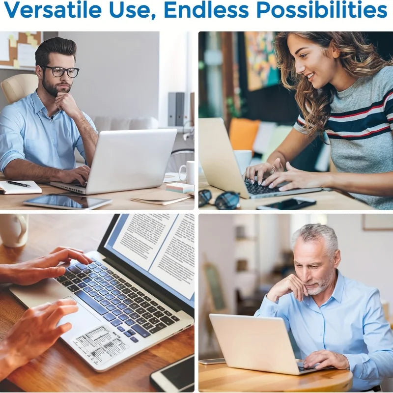 Shortcut Stickers for MacBook Pro/Air Keyboard - Clear/Black, Fits 13-16" Models, Quick Navigation & Application Control