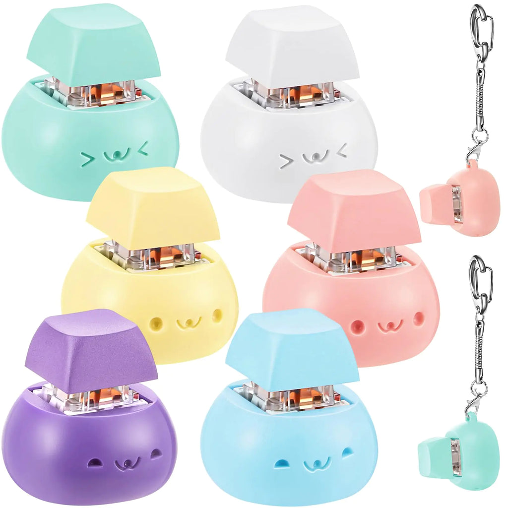 Taiyin 6 Pcs Decompression Toys Keyboard Clicker Toy Keyboard Cube Toy Mechanical Key Toy Keyboard Button Stress Relief for Adult Gifts to Relief Pass Time (Cute)
