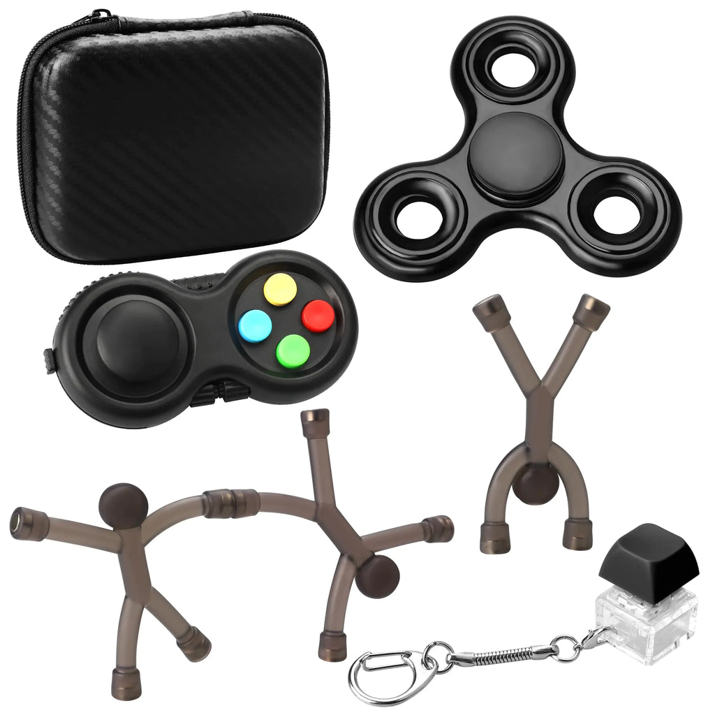 Kryfa Fidget Toys for Kids 8-12 Fidgets for Adults Fidgets for Teens Fidget Toys Adults Anxiety Black Fidget Toy (Black)